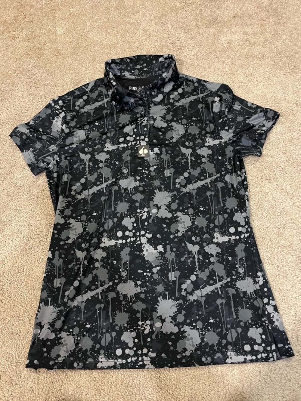 Pins & Aces Shadow Drip Paint Splatter Golf Polo